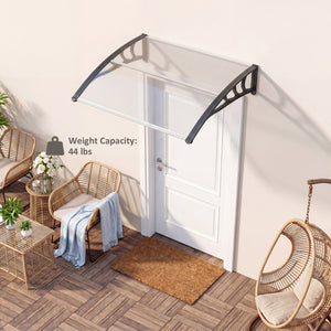 39 x 30 Inch Outdoor Front Door Window Awning Door Canopy Exterior-Gray