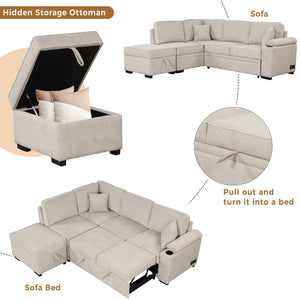 Sleeper Sofa Bed, 2 In 1 Pull Out Sofa Bed L Shape Couch With Storage Ottoman For Living Room, Bedroom Couch And Small Apartment by Couch.com