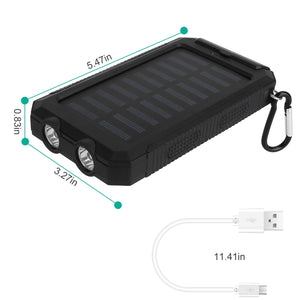 10000mAh Solar Power Bank External Battery Pack Dual USB Ports by DirectDeals