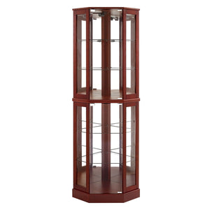 6 Shelf Corner Curio Display Cabinet With Lights, Mirrors And Adjustable Shelves