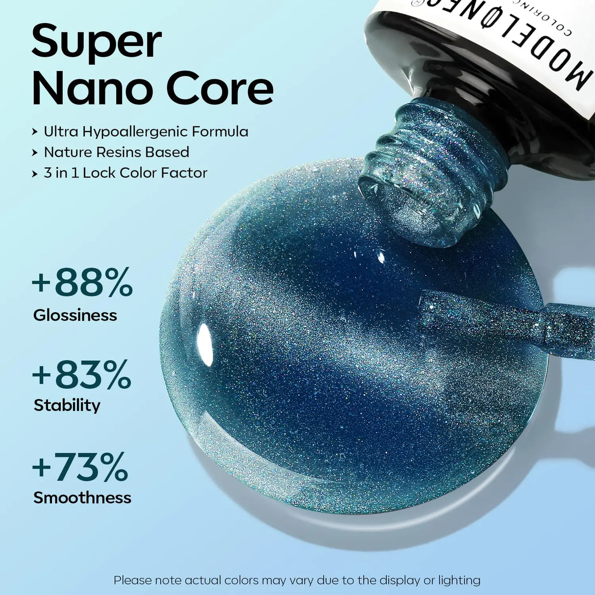 Modelones Chameleon Blue Gel Nail Polish, 15ML Shimmer Blue Gel Polish Glitter Sparkle Gel Nail Soak Off Led Summer Nail Gel Polish for Women Girl DIY Nail Art Gift A23-Dark Purple to Blue