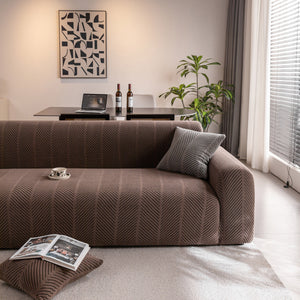 High Stretch Chevron Sofa Cover, Soft Washable Textured Jacquard Slipcover for Couch