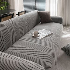 High Stretch Chevron Sofa Cover, Soft Washable Textured Jacquard Slipcover for Couch