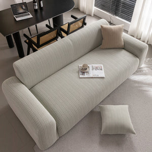 Modern Textured Stretch Sofa Cover, Plush Fleece Sofa Slipcover with 3D Stripe Texture