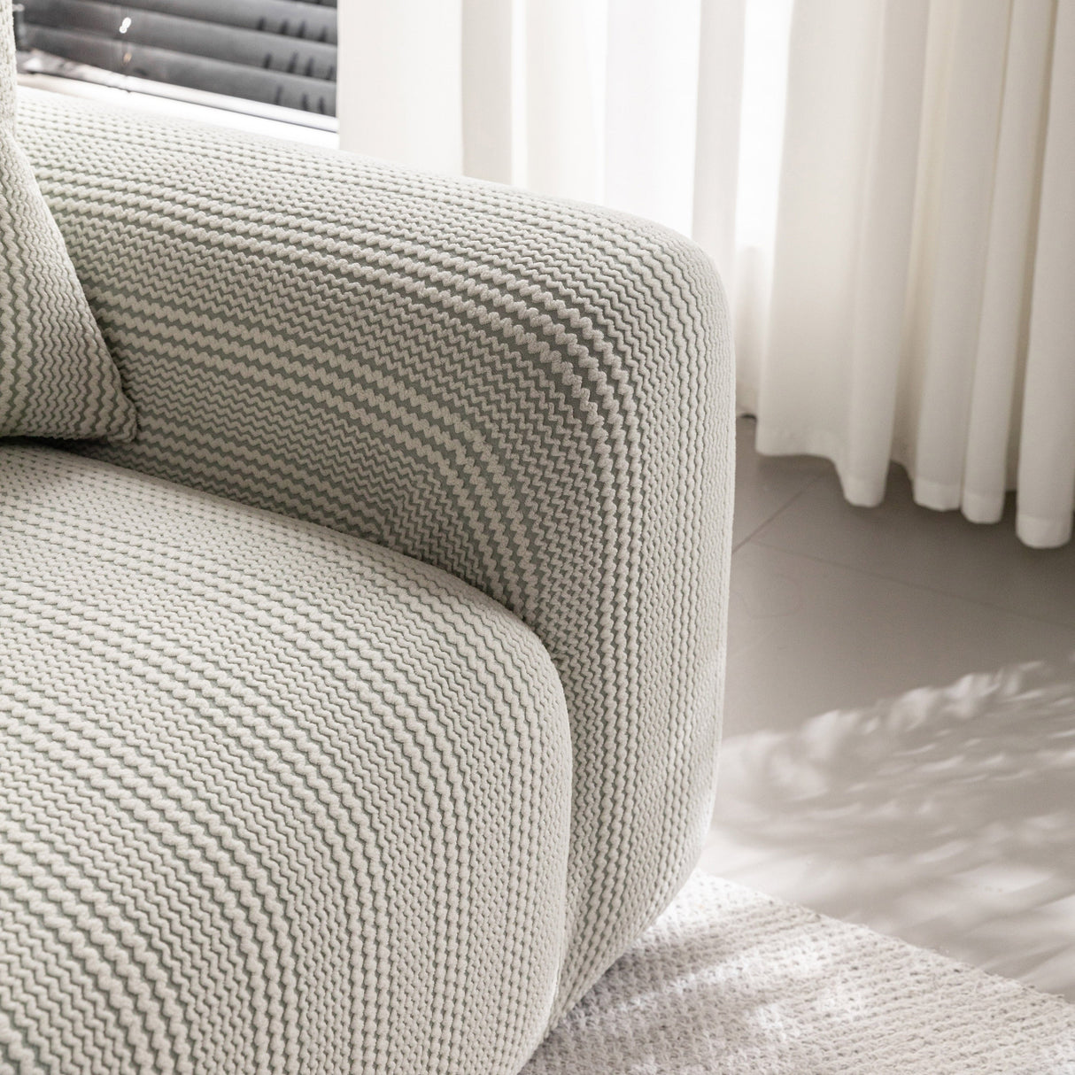 Modern Textured Stretch Sofa Cover, Plush Fleece Sofa Slipcover with 3D Stripe Texture