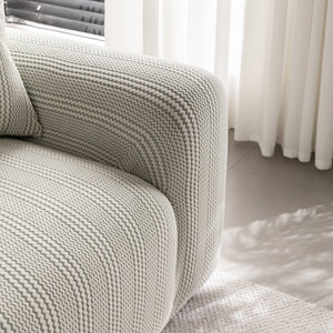 Modern Textured Stretch Sofa Cover, Plush Fleece Sofa Slipcover with 3D Stripe Texture