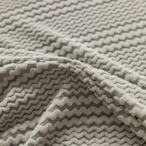 Modern Textured Stretch Sofa Cover, Plush Fleece Sofa Slipcover with 3D Stripe Texture