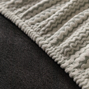 Modern Textured Stretch Sofa Cover, Plush Fleece Sofa Slipcover with 3D Stripe Texture