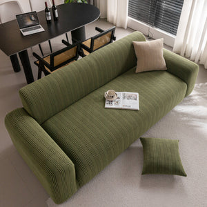 Modern Textured Stretch Sofa Cover, Plush Fleece Sofa Slipcover with 3D Stripe Texture