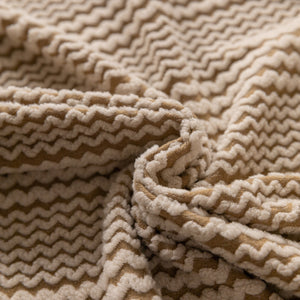 Modern Textured Stretch Sofa Cover, Plush Fleece Sofa Slipcover with 3D Stripe Texture