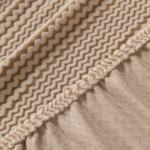 Modern Textured Stretch Sofa Cover, Plush Fleece Sofa Slipcover with 3D Stripe Texture
