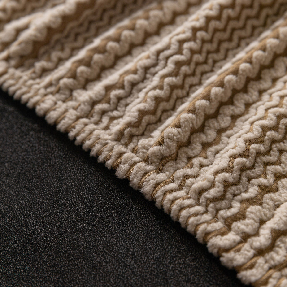 Modern Textured Stretch Sofa Cover, Plush Fleece Sofa Slipcover with 3D Stripe Texture