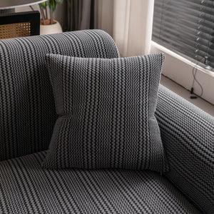 Modern Textured Stretch Sofa Cover, Plush Fleece Sofa Slipcover with 3D Stripe Texture