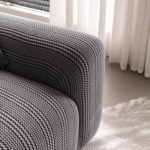 Modern Textured Stretch Sofa Cover, Plush Fleece Sofa Slipcover with 3D Stripe Texture