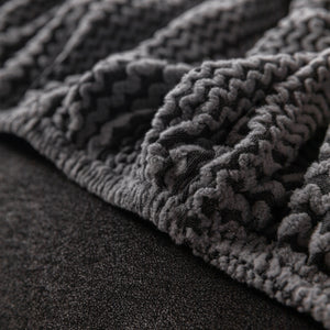 Modern Textured Stretch Sofa Cover, Plush Fleece Sofa Slipcover with 3D Stripe Texture