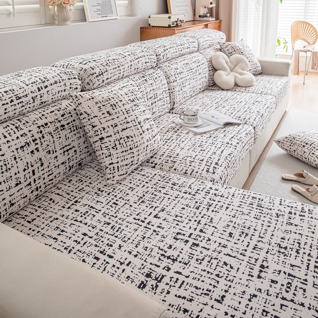 Stretch Individual Cushion Slipcovers, Furniture Protector with Elastic Bottom, Couch Cover Replacement