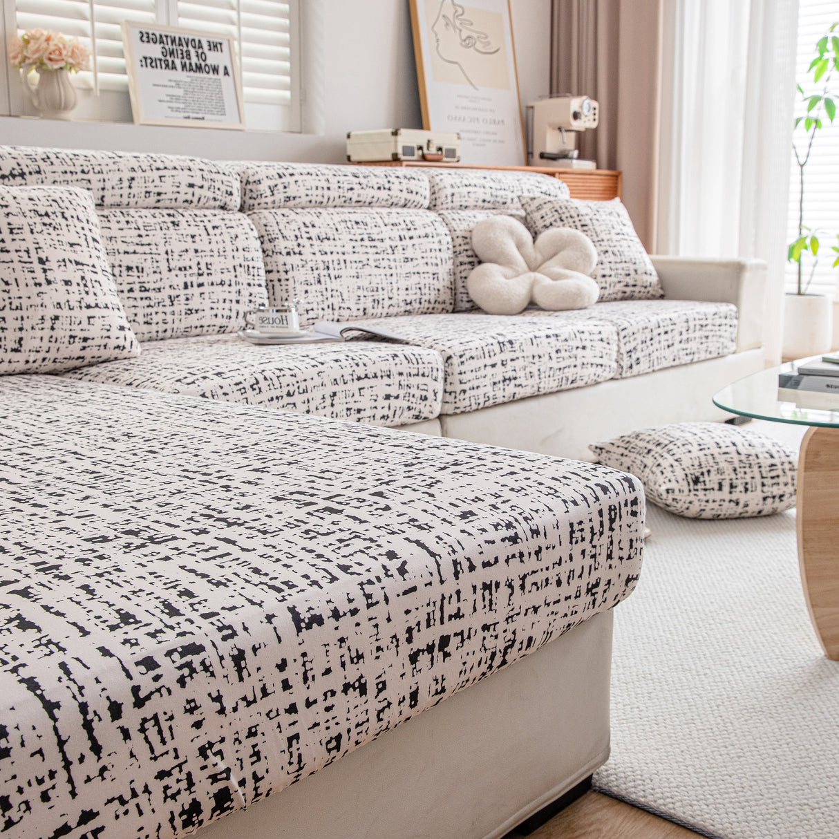 Stretch Individual Cushion Slipcovers, Furniture Protector with Elastic Bottom, Couch Cover Replacement