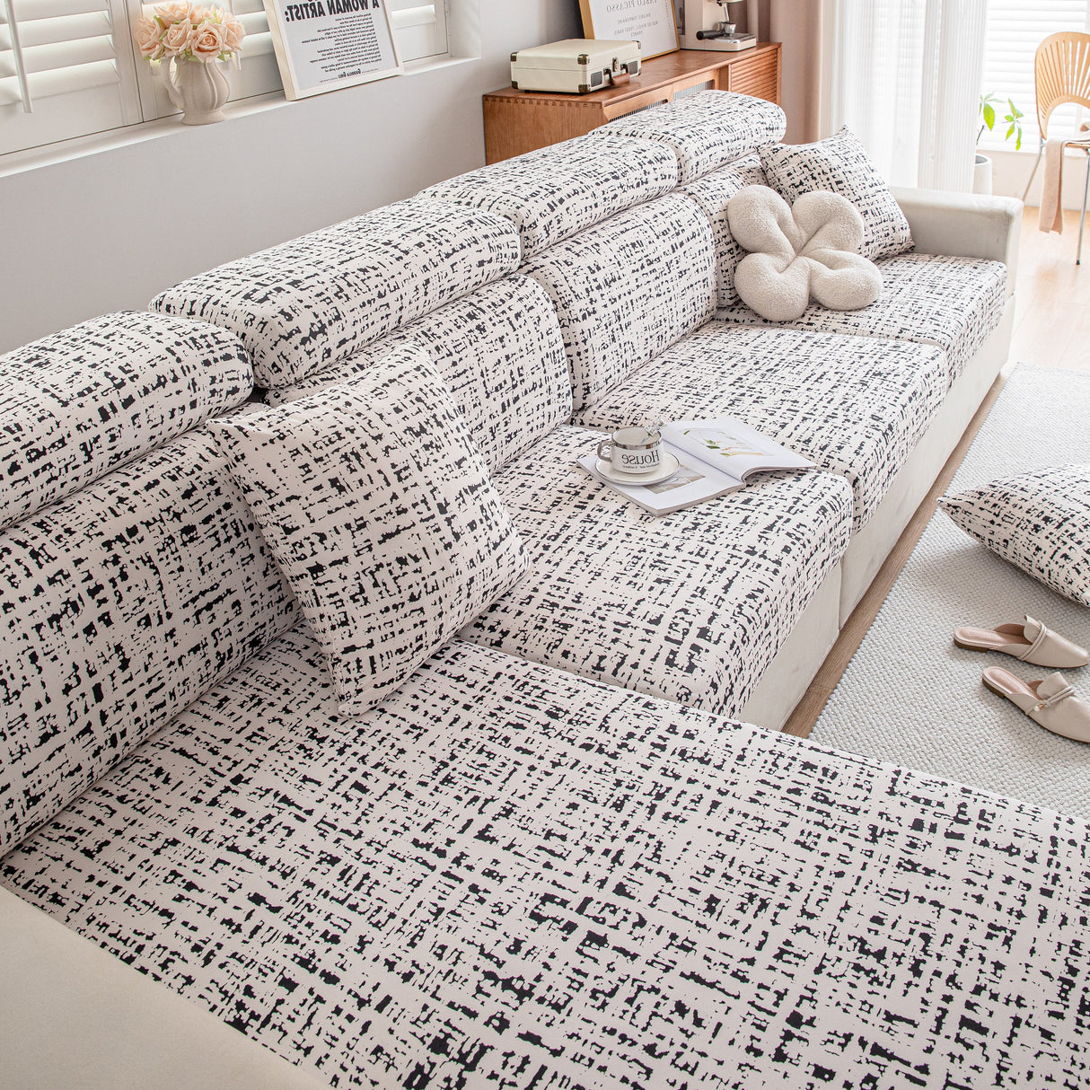 Stretch Individual Cushion Slipcovers, Furniture Protector with Elastic Bottom, Couch Cover Replacement