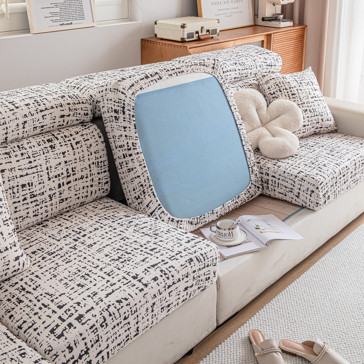 Stretch Individual Cushion Slipcovers, Furniture Protector with Elastic Bottom, Couch Cover Replacement