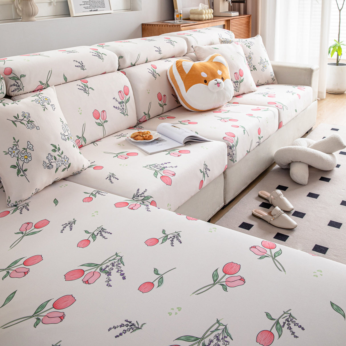 Cartoon Printing Elastic Seat Cushion Cover 1/2/3/4 Seater Sofa Cover Back Cushion Cover For Living Room