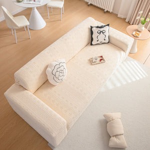 High Stretch Embossed Geometric Slipcover for Couch, Cozy Plush Fleece Couch Cover