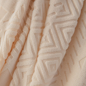 High Stretch Embossed Geometric Slipcover for Couch, Cozy Plush Fleece Couch Cover