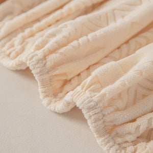 High Stretch Embossed Geometric Slipcover for Couch, Cozy Plush Fleece Couch Cover