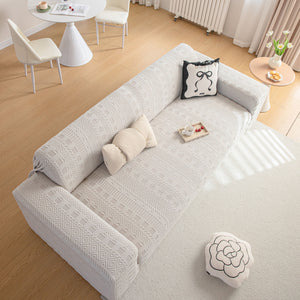 High Stretch Embossed Geometric Slipcover for Couch, Cozy Plush Fleece Couch Cover