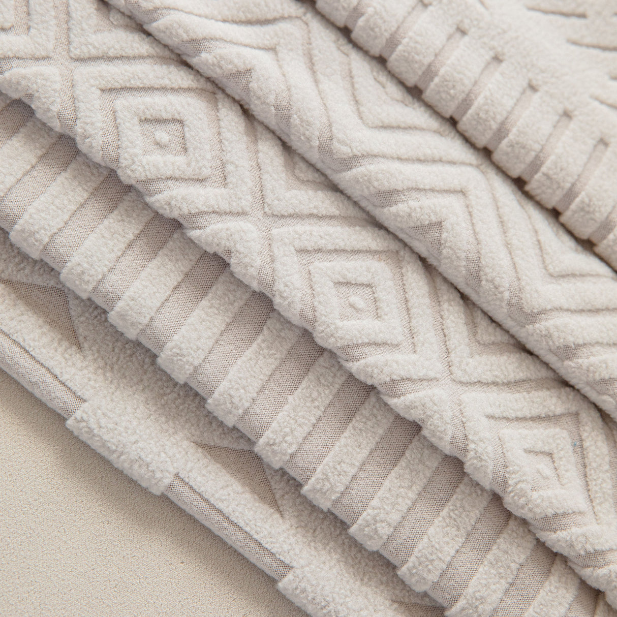 High Stretch Embossed Geometric Slipcover for Couch, Cozy Plush Fleece Couch Cover