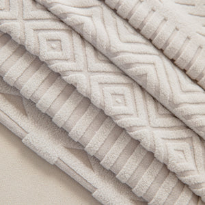 High Stretch Embossed Geometric Slipcover for Couch, Cozy Plush Fleece Couch Cover