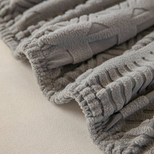 High Stretch Embossed Geometric Slipcover for Couch, Cozy Plush Fleece Couch Cover
