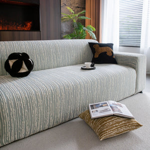 High Stretch Couch Slipcover with Abstract Stripe, Washable Non-Slip Cover for Dogs