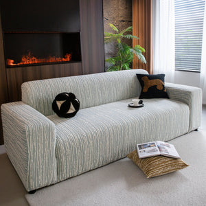 High Stretch Couch Slipcover with Abstract Stripe, Washable Non-Slip Cover for Dogs