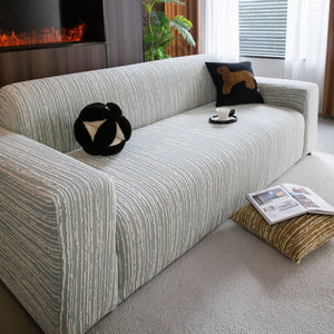 High Stretch Couch Slipcover with Abstract Stripe, Washable Non-Slip Cover for Dogs