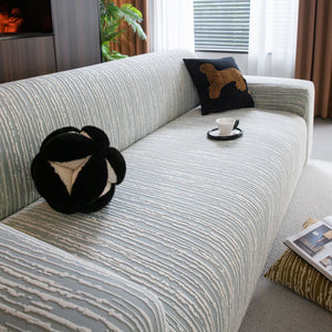 High Stretch Couch Slipcover with Abstract Stripe, Washable Non-Slip Cover for Dogs