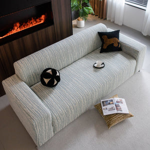 High Stretch Couch Slipcover with Abstract Stripe, Washable Non-Slip Cover for Dogs