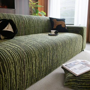 High Stretch Couch Slipcover with Abstract Stripe, Washable Non-Slip Cover for Dogs