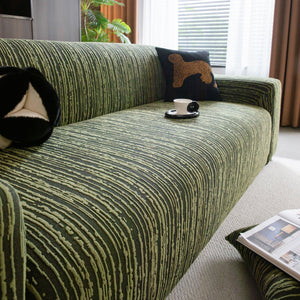 High Stretch Couch Slipcover with Abstract Stripe, Washable Non-Slip Cover for Dogs
