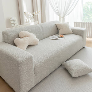 High Stretch Jacquard Sofa Slipcover, Soft Spandex Textured Floral Couch Cover