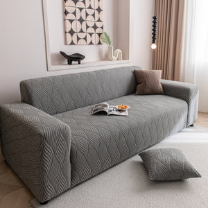 Modern Wavy Jacquard Sofa Slipcover, High Stretch Sofa Cover with 3D Organic Texture