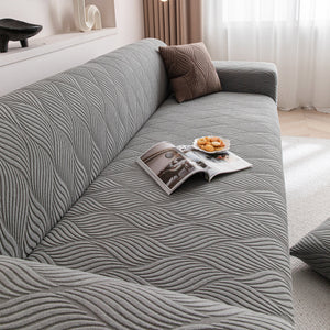 Modern Wavy Jacquard Sofa Slipcover, High Stretch Sofa Cover with 3D Organic Texture