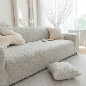 High Stretch Jacquard Sofa Slipcover, Soft Spandex Textured Floral Couch Cover