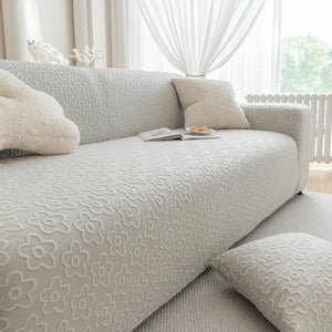 High Stretch Jacquard Sofa Slipcover, Soft Spandex Textured Floral Couch Cover