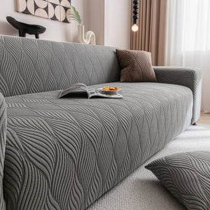 Modern Wavy Jacquard Sofa Slipcover, High Stretch Sofa Cover with 3D Organic Texture