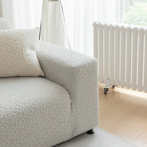 High Stretch Jacquard Sofa Slipcover, Soft Spandex Textured Floral Couch Cover
