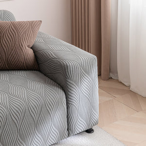 Modern Wavy Jacquard Sofa Slipcover, High Stretch Sofa Cover with 3D Organic Texture