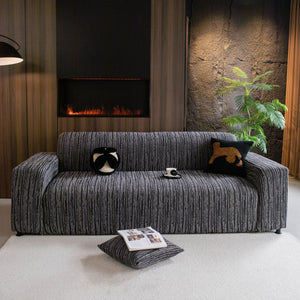 High Stretch Couch Slipcover with Abstract Stripe, Washable Non-Slip Cover for Dogs