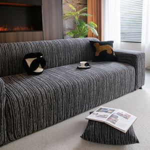High Stretch Couch Slipcover with Abstract Stripe, Washable Non-Slip Cover for Dogs