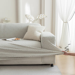 High Stretch Jacquard Sofa Slipcover, Soft Spandex Textured Floral Couch Cover