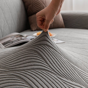 Modern Wavy Jacquard Sofa Slipcover, High Stretch Sofa Cover with 3D Organic Texture
